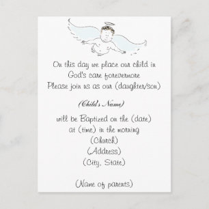 Invitation de baptême d'ange de bébé de vol
