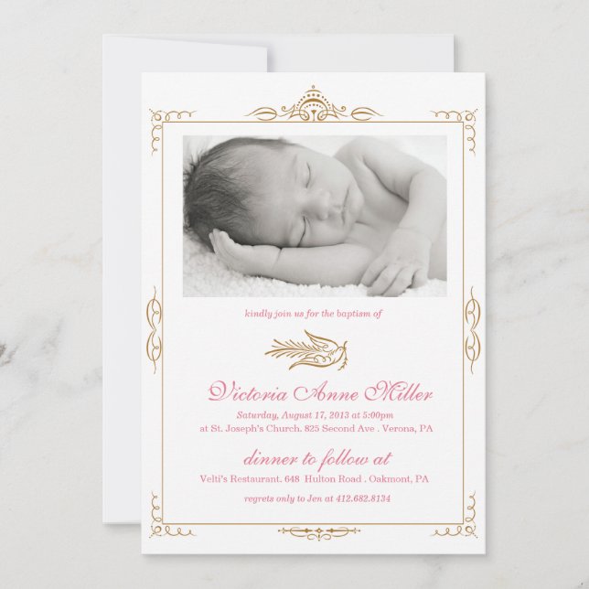 Invitation de baptême de bébé (Devant)