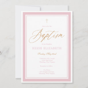 Invitation de baptême de Grâce céleste (Rose)