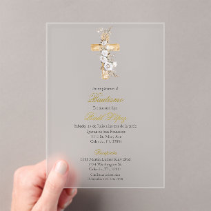 Invitation de baptême de la Sainte Croix pour garç