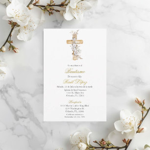 Invitation de baptême de la Sainte Croix pour garç
