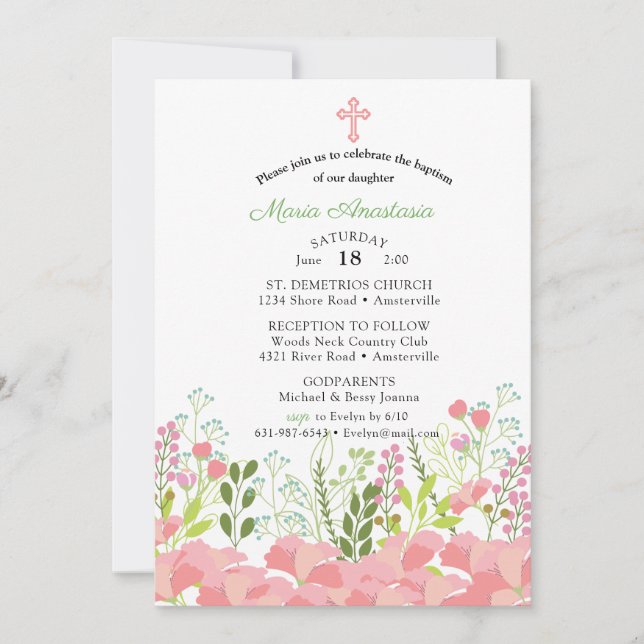 Invitation de baptême de Maria (Devant)