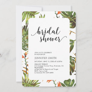 Invitation de bapteme de mariage tropical moderne