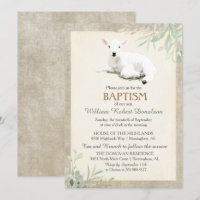 Invitation de baptême de petit agneau genre neutre