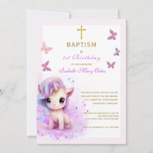 Invitation de baptême et de premier anniversaire L