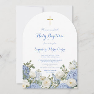 Invitation de baptême florale aquarelle printemps 