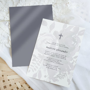 Invitation de baptême florale au look élégant vint