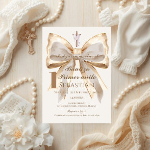 Invitation de baptême garçon en espagnol Boho