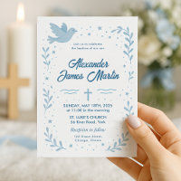 Invitation de baptême personnalisée avec colombe e