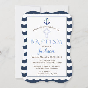 Invitation de baptême Vagues de marine nautique