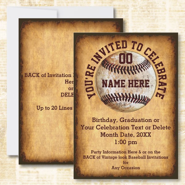 Invitation de base-ball personnalisée pour n'impor (Personalized, baseball birthday invitations or baseball theme graduation party. Baseball Invitations)