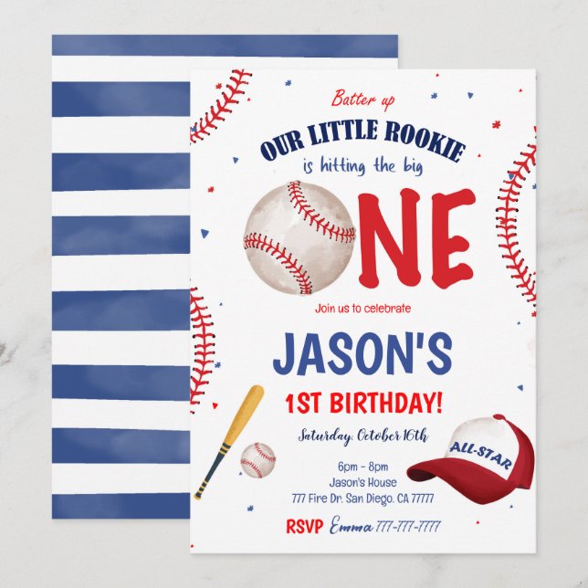 Invitation de baseball (Devant / Derrière)