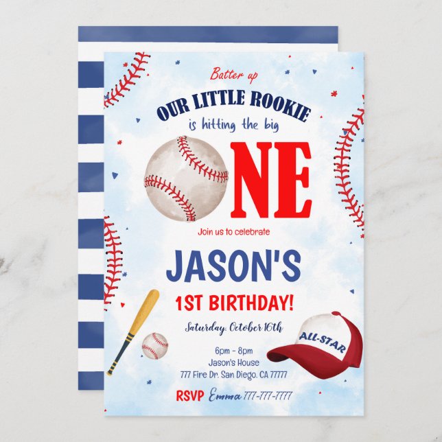 Invitation de baseball modifiable (Devant / Derrière)