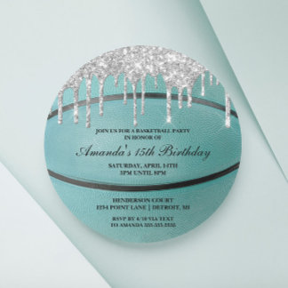 Invitation de basketball à égouttement argent sarc