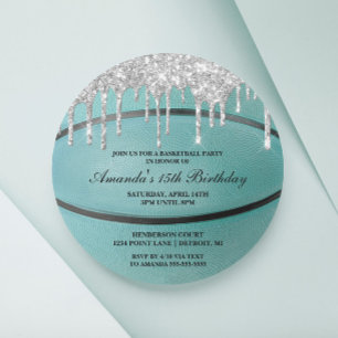 Invitation de basketball à gouttes d'argent sarcel