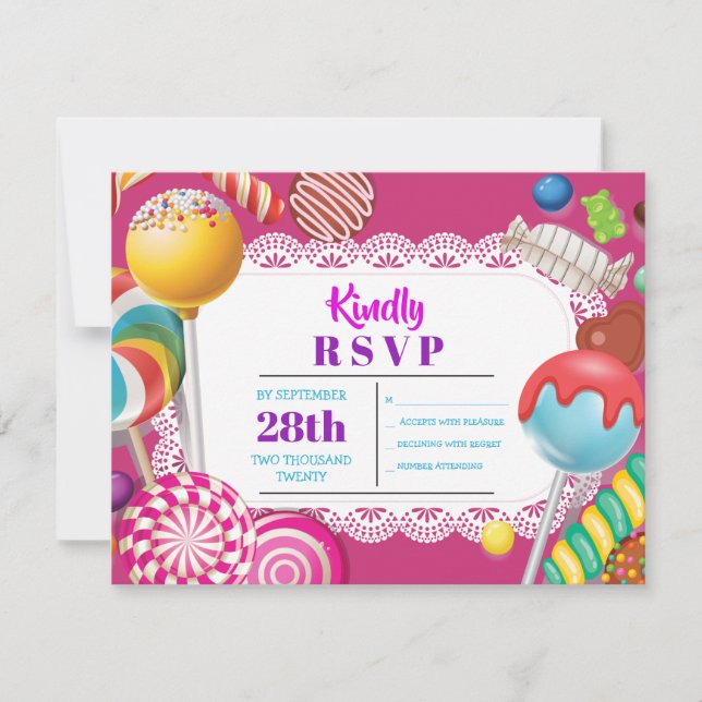 Invitation de Bat Mitzvah à la boutique de bonbons (Devant)