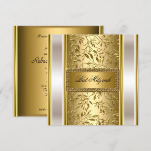 Invitation de Bat Mitzvah Art Déco en or