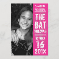 Invitation de Bat mitzvah de Rock Band en rose