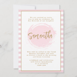 Invitation de Bat Mitzvah Rose et Or