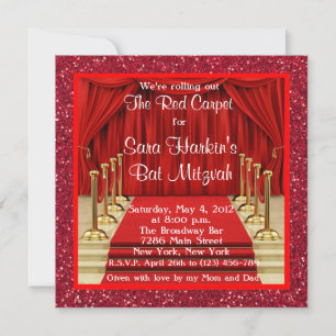 Invitation de Bat Mitzvah sur tapis rouge pailleté