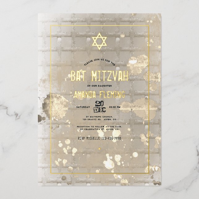 Invitation de Bat mitzvah urbain Hip Street (Recto)