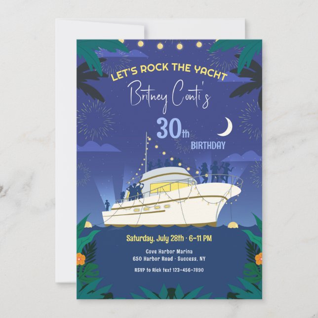 Invitation de bateau de fête (Devant)