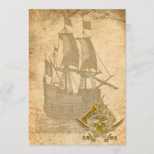Invitation de bateau et de crâne de pirate