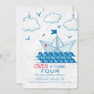 Invitation de bateau papier