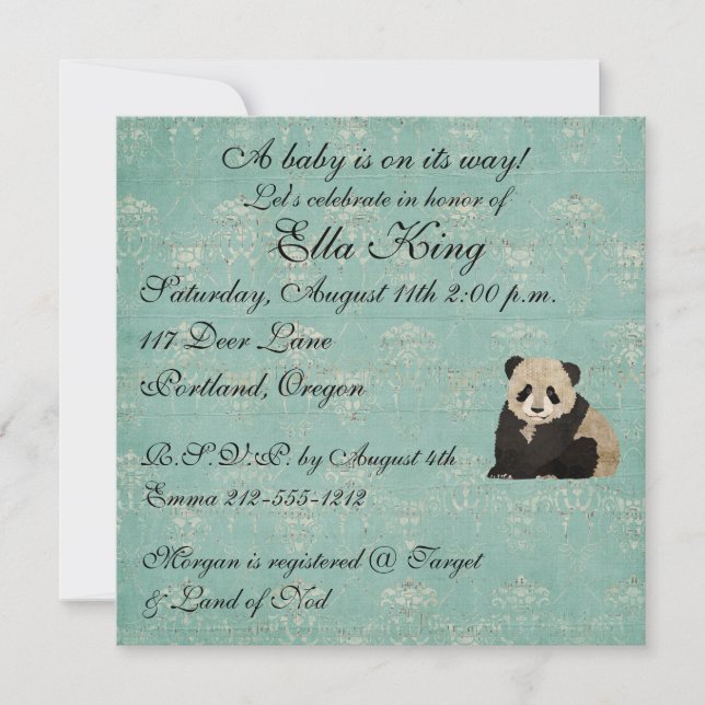 Invitation de bébé d'ours panda (Devant)