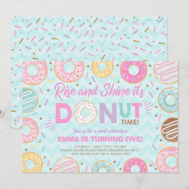 Invitation de beignet Levez-vous et brillez C'est  (Devant / Derrière)