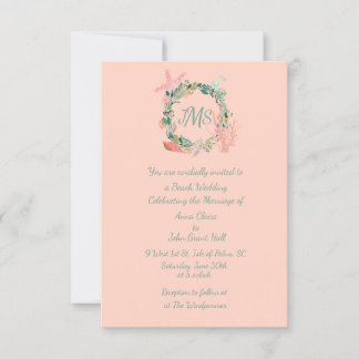 Invitation De belles annonces de Mariages nautiques à Coral