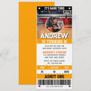 Invitation de billet de basket-ball personnalisée