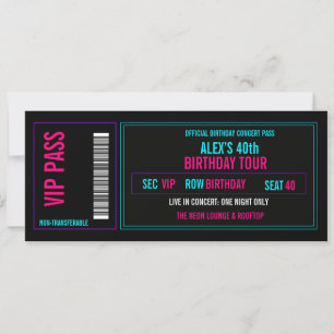 Invitation de billet de concert d'anniversaire VIP