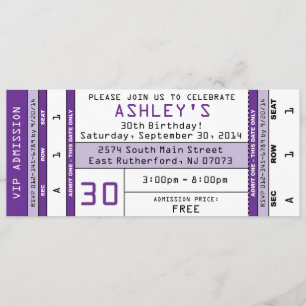 Invitation de billet de concert violet
