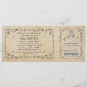 Invitation de billet de croisière vintage de maria