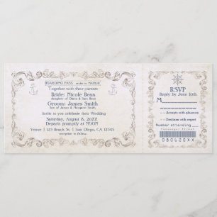 Invitation de billet de croisière vintage mariage 