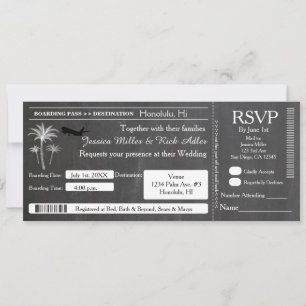 Invitation de billet de destination de mariage à l