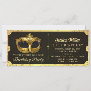 Invitation de billet de fête d'anniversaire doré