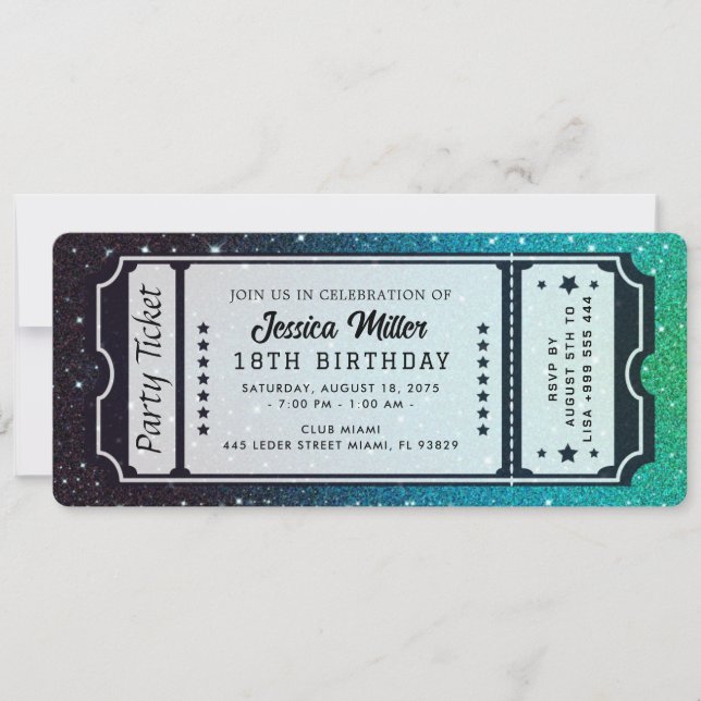 Invitation de billet de fête doré (Devant)