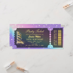 Invitation de billet de fête doré
