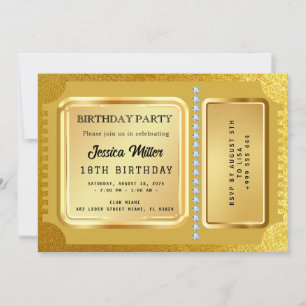 Invitation de billet de fête doré