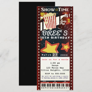 Invitation de billet de fête VIP de pop-corn de ci