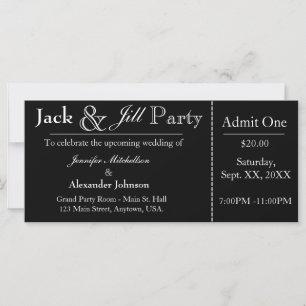 Invitation de billet de la douche Jack noir et Jil