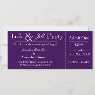 Invitation de billet de la douche violet Jack et J