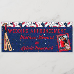 Invitation de billet de mariage de baseball person