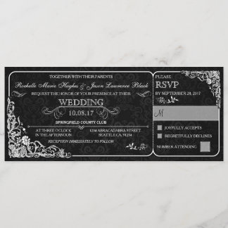 Invitation de billet de mariage victorien avec RSV