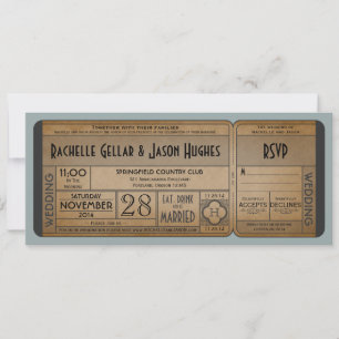 Invitation de billet de mariage vintage avec RSVP 