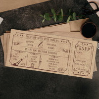 Invitation De Billet De Mariage Vintage Avec RSVP 