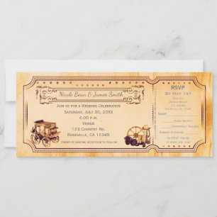 Invitation de billet de mariage western vintage & 