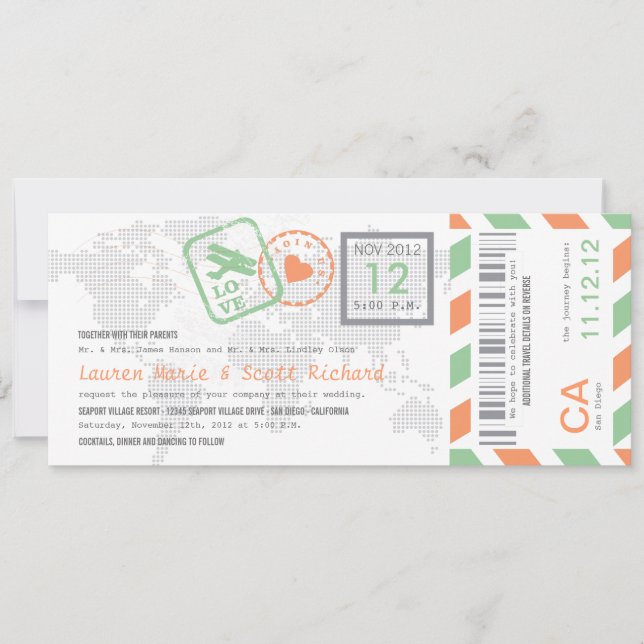 Invitation de billet de par avion de carte (Devant)